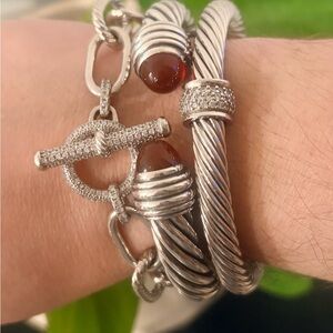 David Yurman Silver 9mm Rare Carnelian limited edition Cable Bracelet
